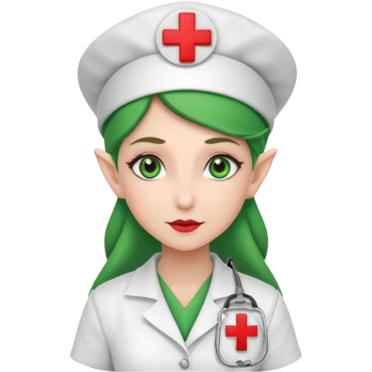 elf nurse with nurse red cross hat emoji