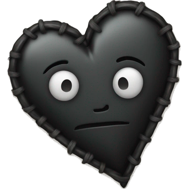 black heart with stitches on it emoji