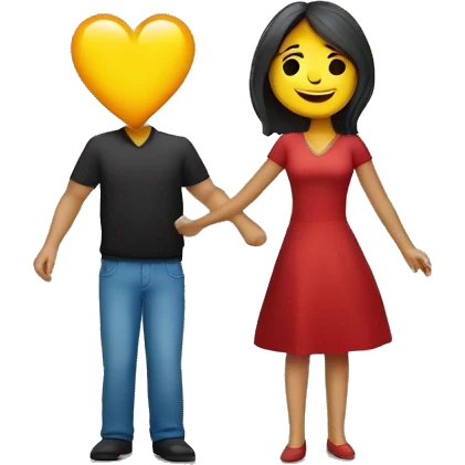un ombre y una mujer formando un corazon emoji