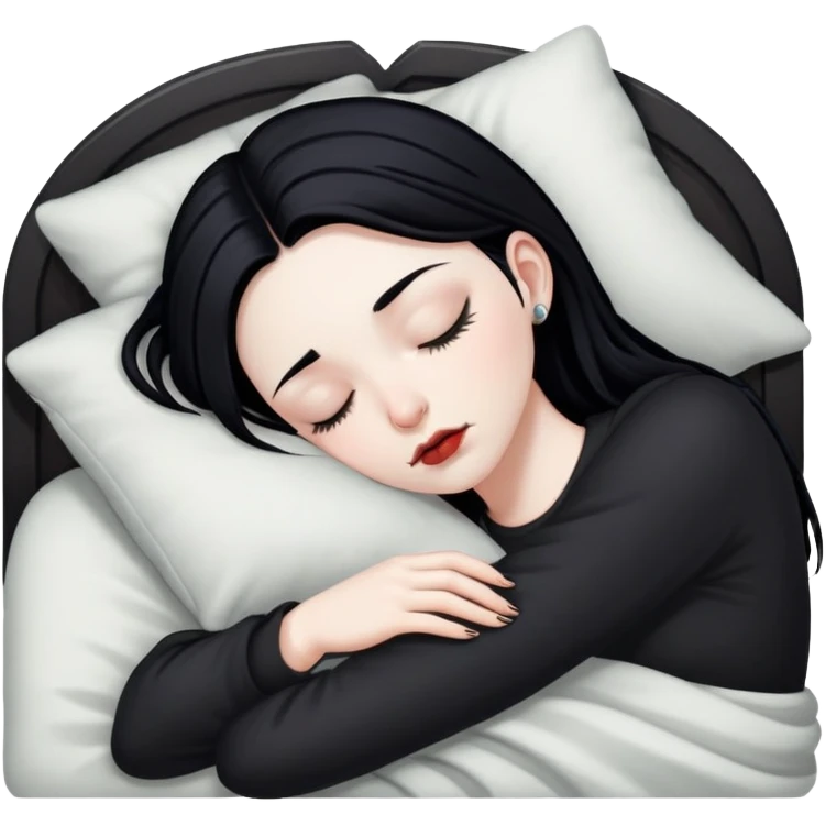 goth white girl and black hair sleeping emoji