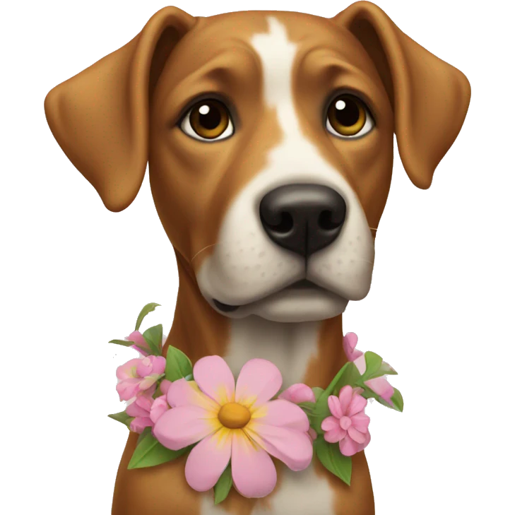 Dog with a flower shirt emoji