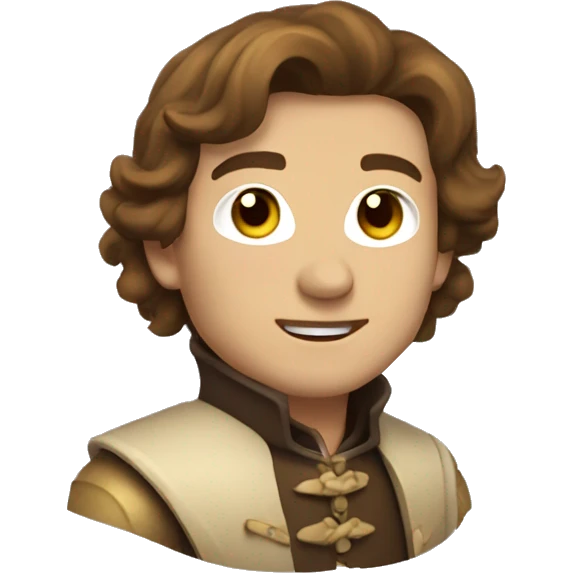 Musketeer man beige jacket short brown hair smirk emoji