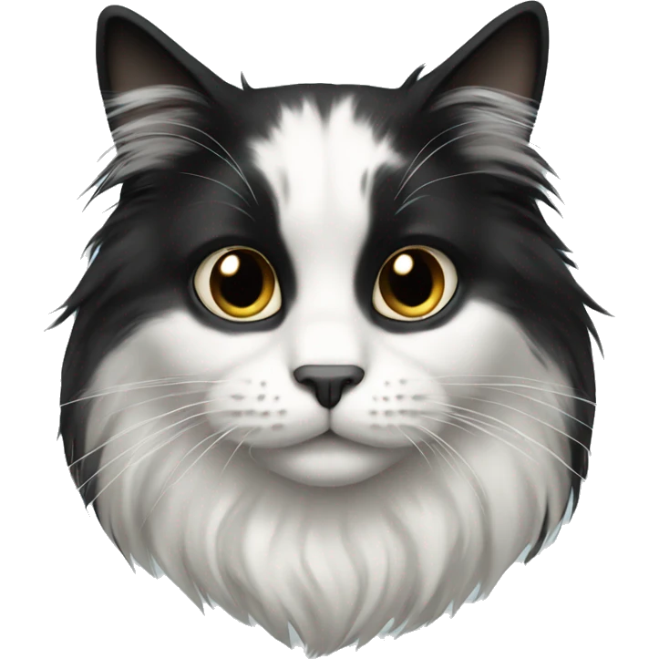 Black and white long haired cat emoji