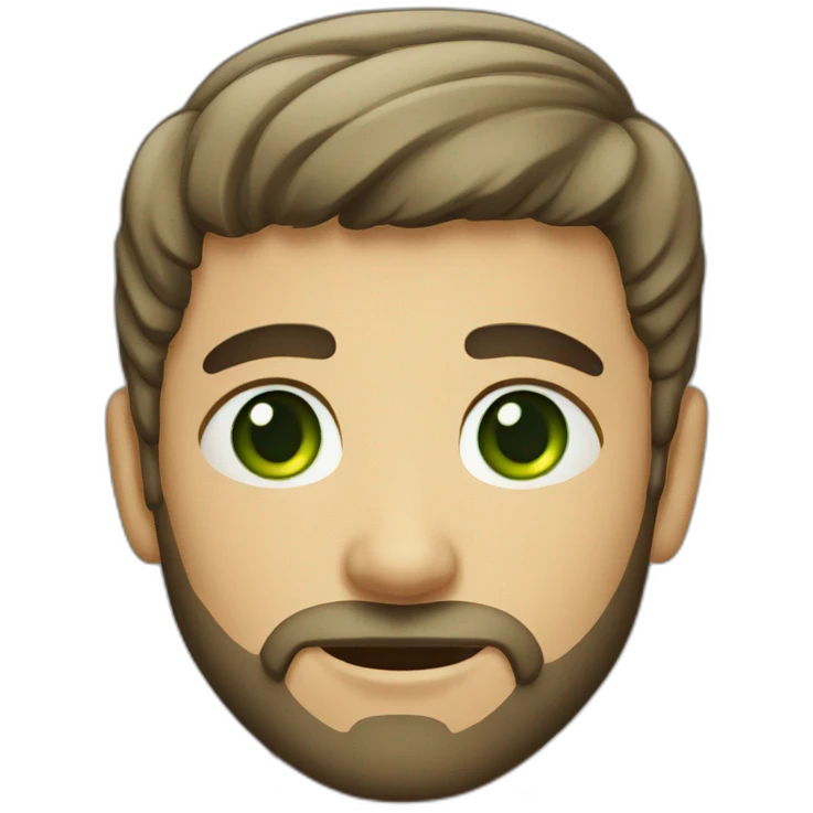 a short beard man with green eyes emoji