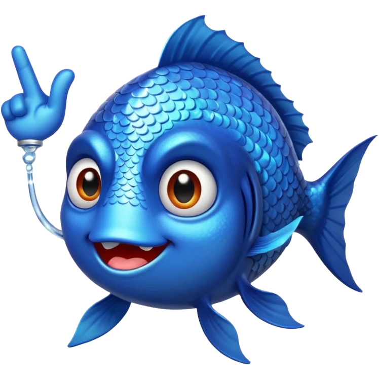 blue fish holding up a middlefinger towards the camera emoji