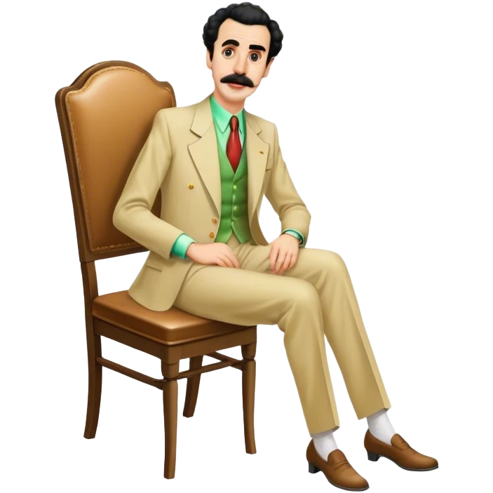 Borat sitting on dining chair emoji