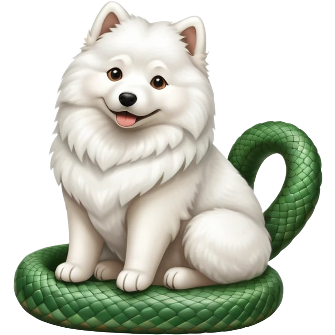 Samoyed sitting on a snake emoji