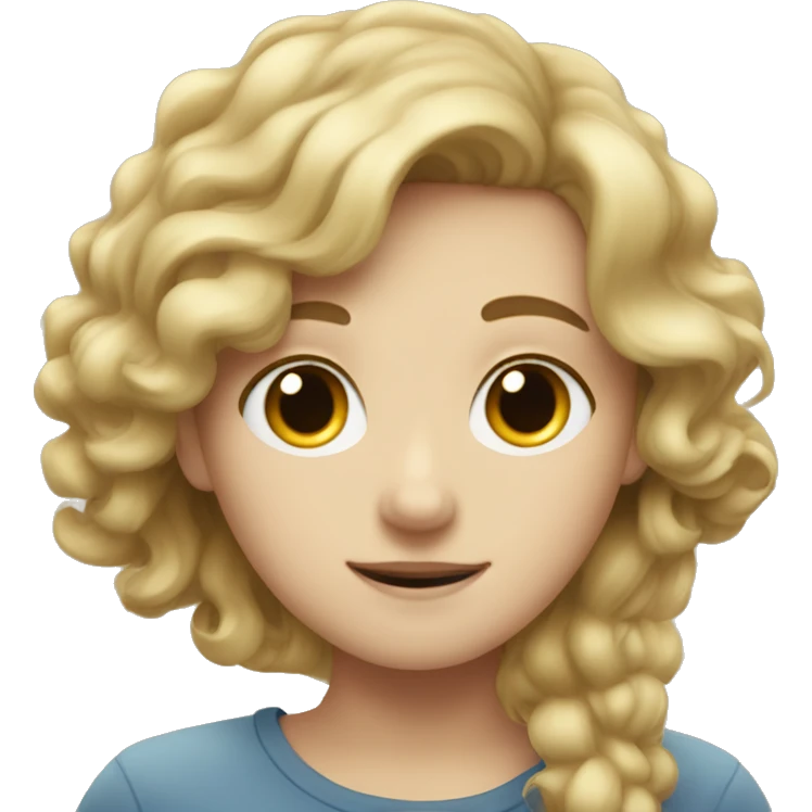 Dark blonde hair girl hugging a boy with black curly hair emoji