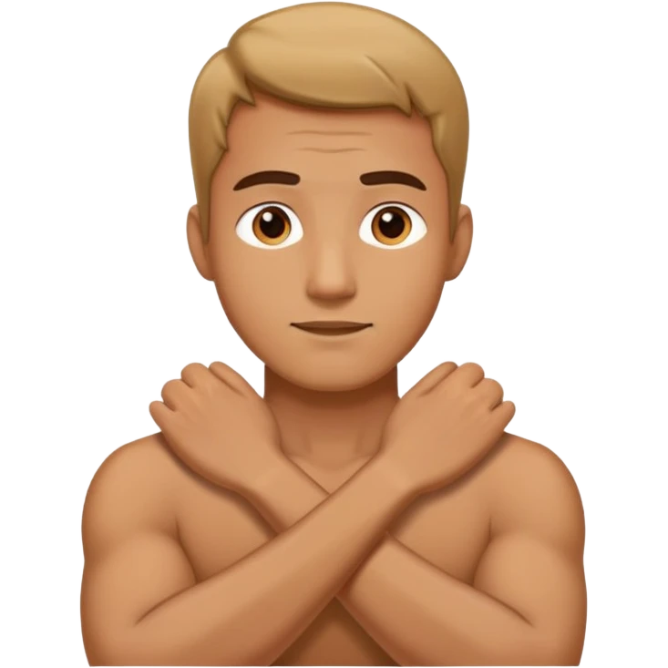 Guy with hands crossed over neck emoji