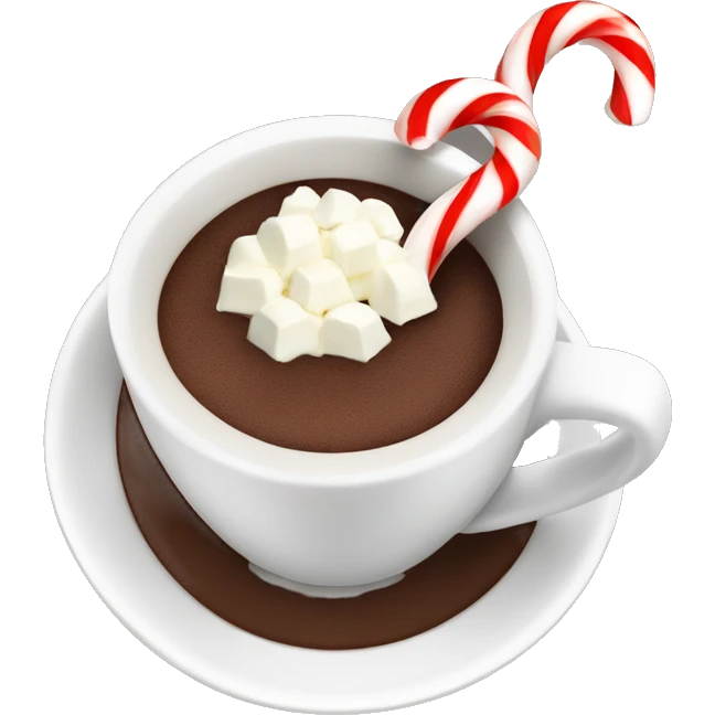 Peppermint hot chocolate with crushed peppermint on the rim emoji