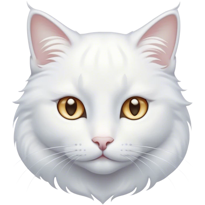 Cinematic Noble White Cat Portrait Emoji, Poised and stately, with a pristine, snow-white fur accented by delicate hints of silver, refined whiskers and a serene, focused gaze, simplified yet impeccably detailed, glowing with an ethereal radiance and timeless elegance, high shine, exuding calm intelligence and regal simplicity, soft glowing outline, capturing the essence of a noble white cat that radiates quiet majesty! emoji
