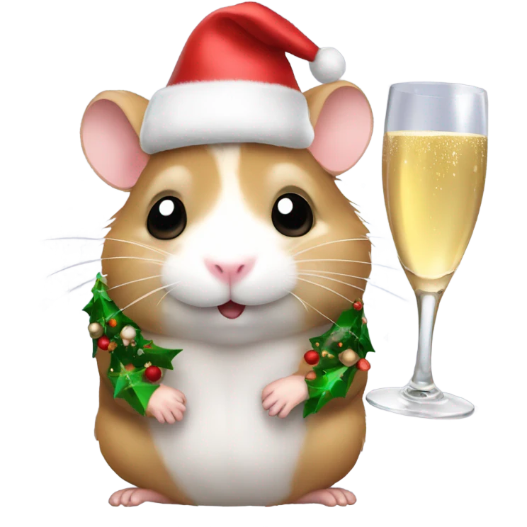 hamster christmas with champagne emoji