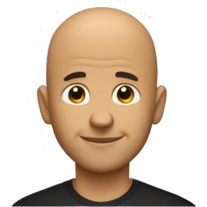 bald man in black shirt smooth out lines a little in brow and forehead  emoji