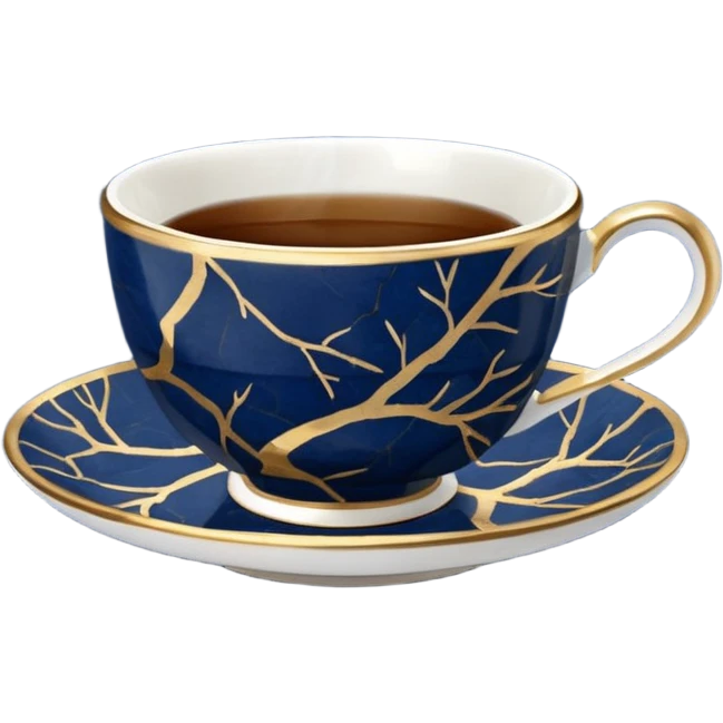 kintsugi navy blue tiny tea cup emoji