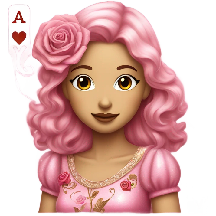 Pink deck of cards with glitter and roses  emoji