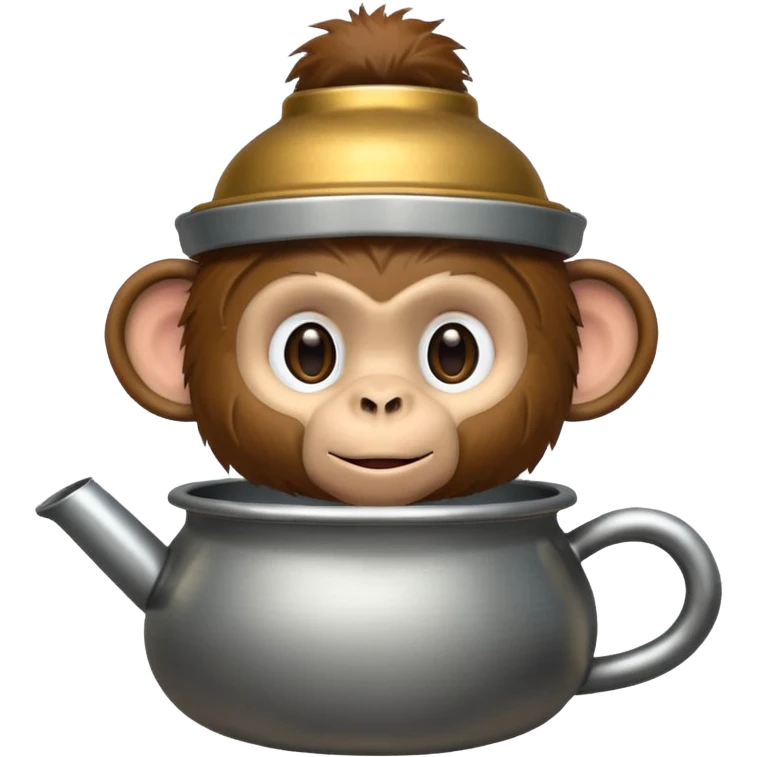A monkey wearing a pot on its head emoji