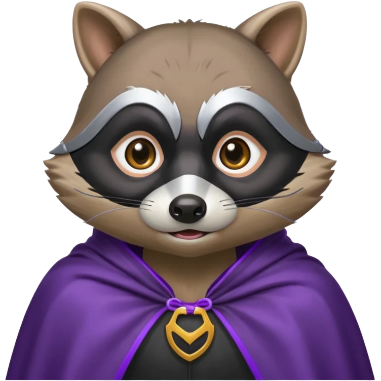 alors ce raton laver doit être équipé d'une cape de thieving noir avec trim bordure mauve comme dans le jeu old school runescape. au centre de la cape une icone de masque de voleur est visible . le visage du raton est shook emoji