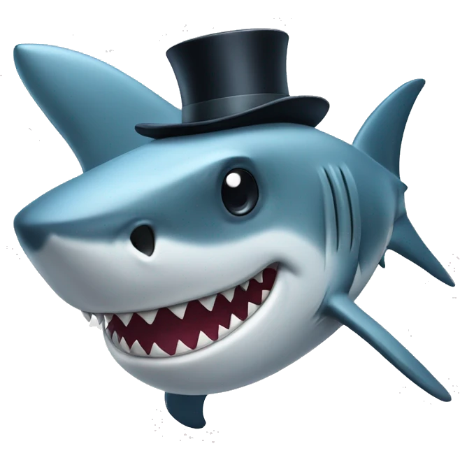 Shark with a top hat emoji