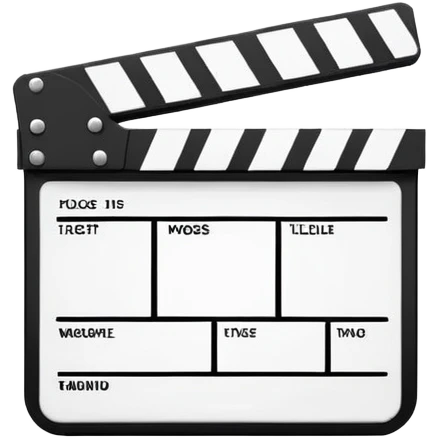 Ultra minimal black and white film clapperboard with just essential elements, clean geometric iOS emoji style, most simplified possible version emoji