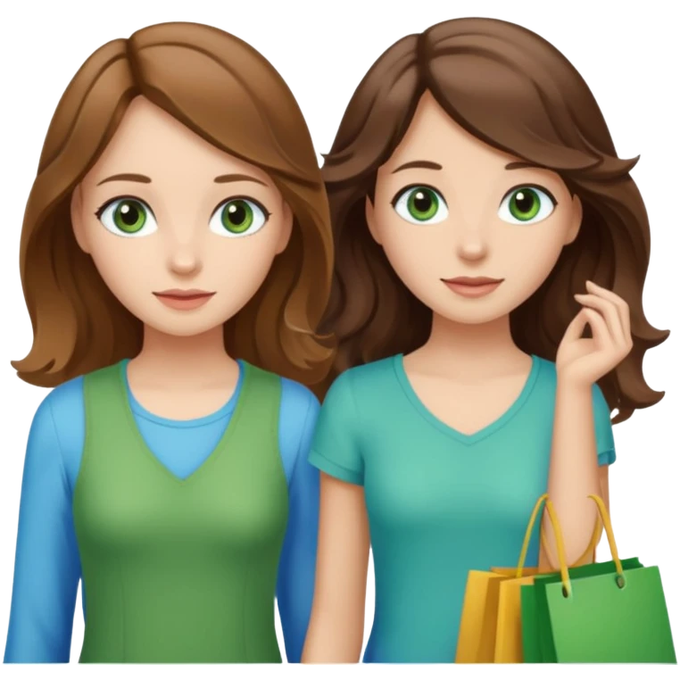 make me and my best friend togheter i have brown hair that falls on my shoulders and BROWN eyes and she has really long wavy brown hair with a little blonde and green/blue eyes we are shopping and i have BROWN eyes and i am taller than her emoji