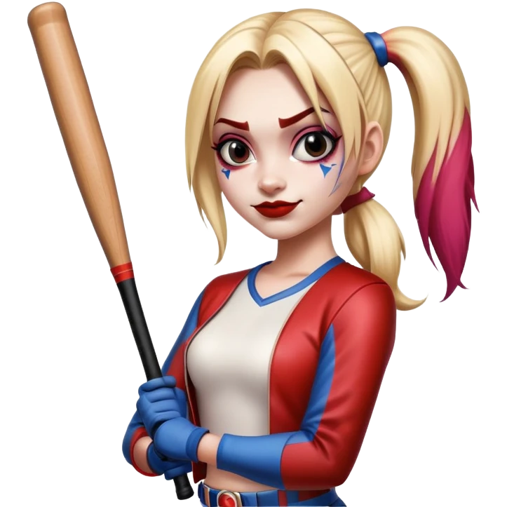 Harley Quinn with a baseball bat emoji