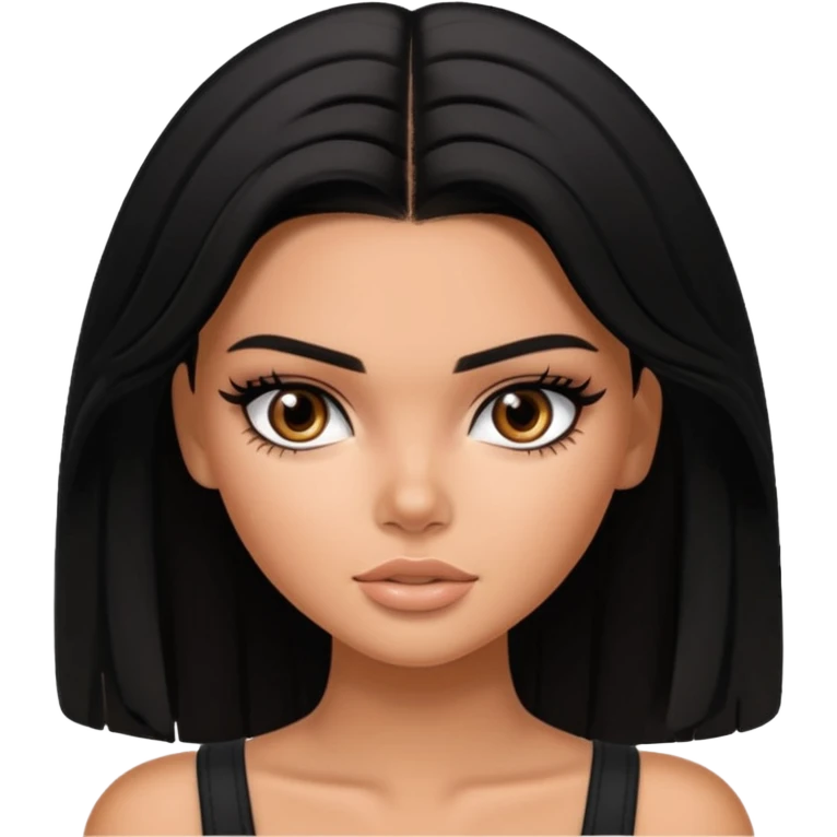 kendall jenner as pretty bratz baddie, black hair emoji