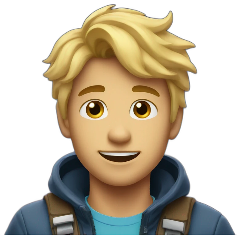 boy with blond hair in hyperspace mountain emoji