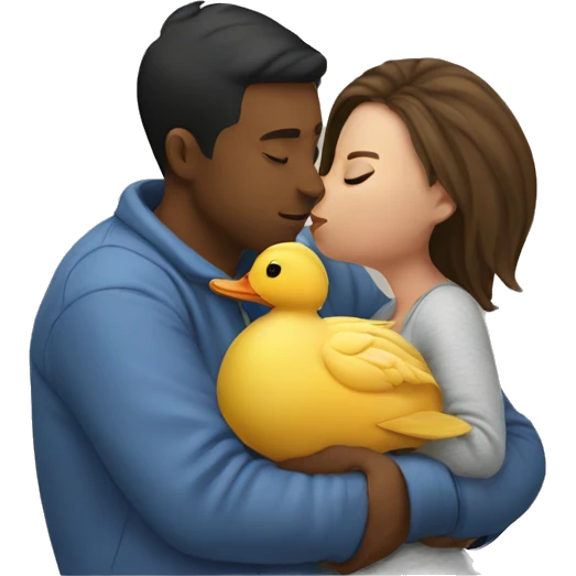 pregnant man kissing a duck emoji