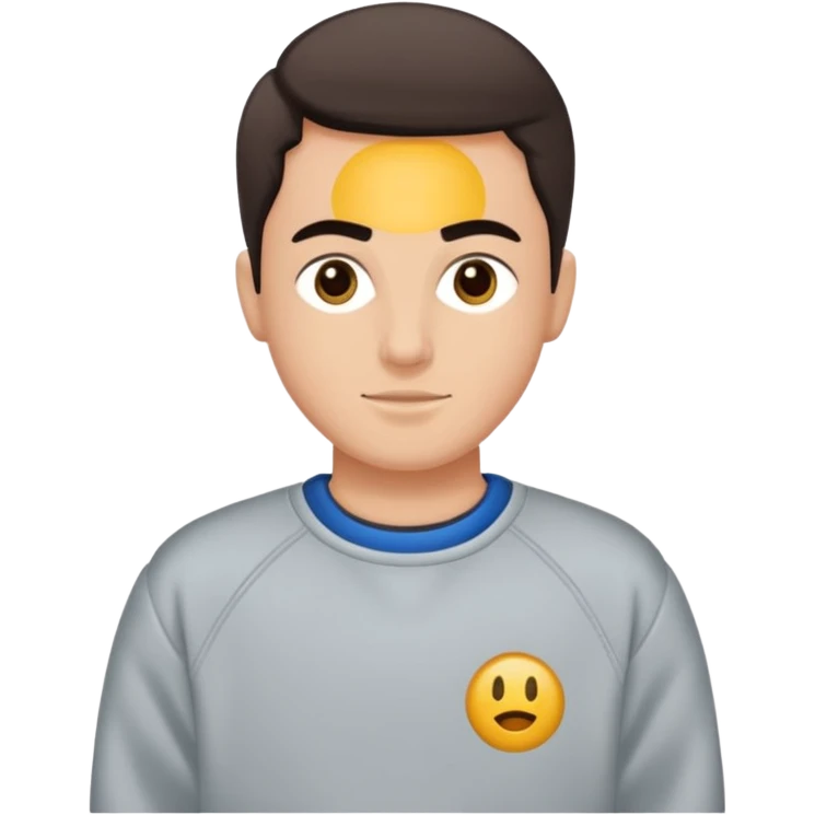 Saçı arkadan bağlı beyaz tenli kirli sakallı 24 yaşlarında üzerinde gri  sweat olan bir erkek çiz emoji