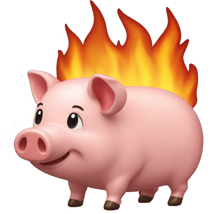 cochon tirelire sur un feu de bois emoji