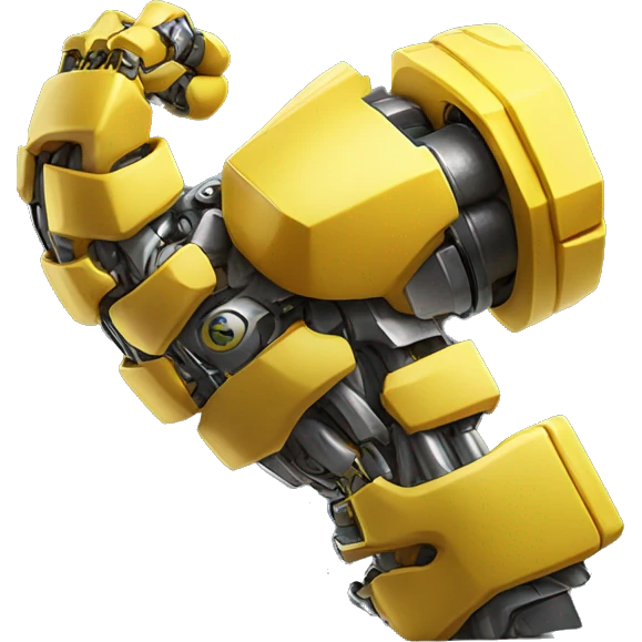 Flexing yellow mechanical cyborg bicep and arm emoji