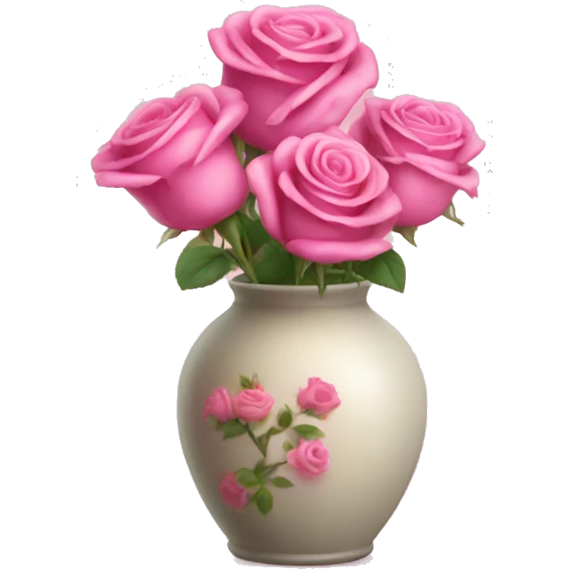 Pink roses in vase  emoji