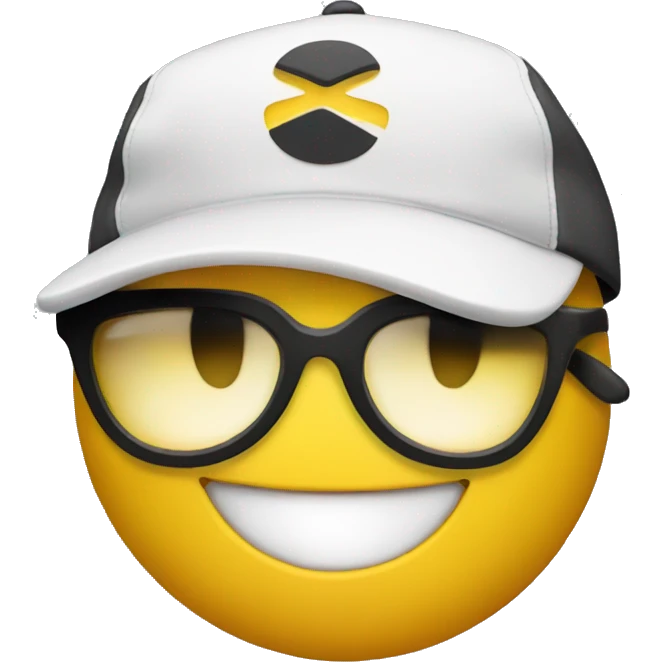 Smiling emoji in sunglasses with a ball cap on emoji