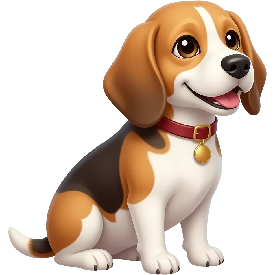 whole body,looking on right , sitting, happy, Beagle emoji