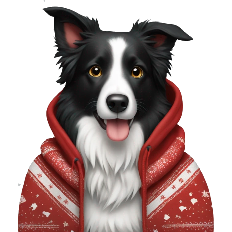 Border Collie with christmas hoddie emoji