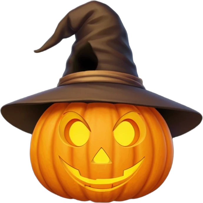 Pumpkin wearing a witch hat emoji