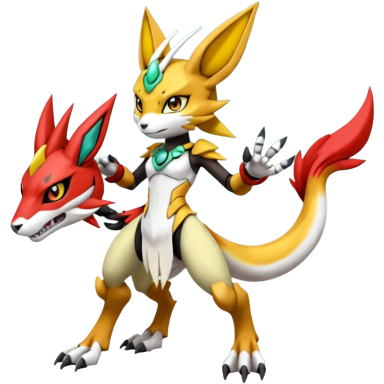 Anthro Digitigrade Cool Badass Meloetta-Wargreymon-Renamon-Guilmon-Pokémon-Digimon-Fakémon-fusion-hybrid-creature emoji
