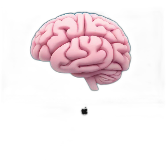 iMac with brain on screen emoji