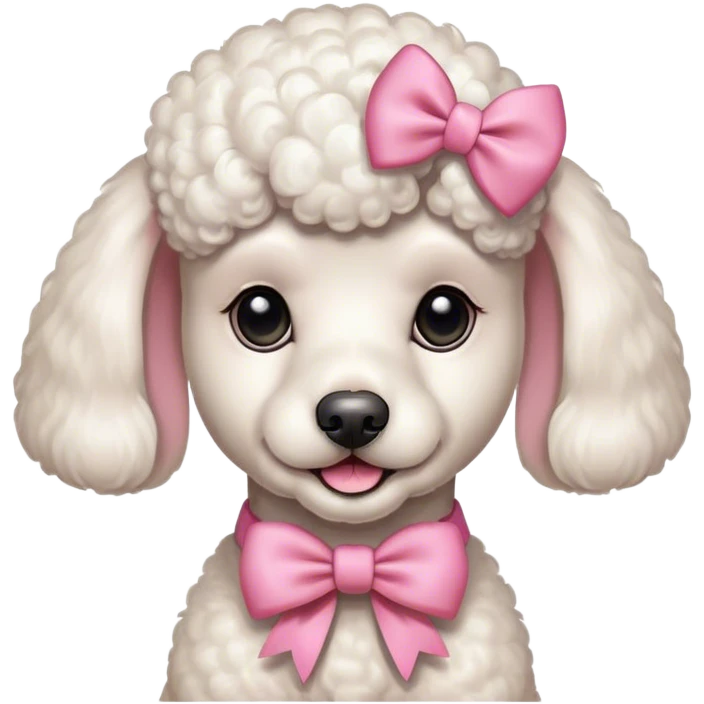White poodle with a pink bow on his right ear emoji
