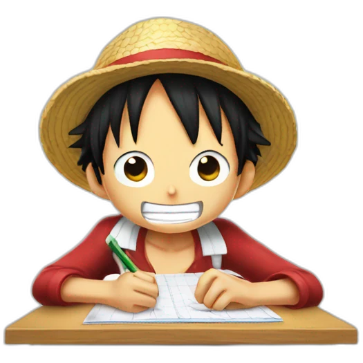 luffy one piece doing mathematic homework emoji