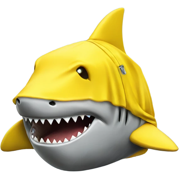 shark head wearing a yellow rain hood emoji