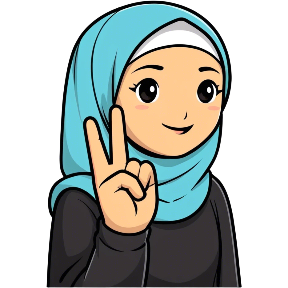 Girl in hijab black said hi emoji
