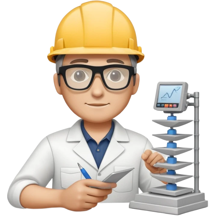 architect with protective eyewear building a scale model emoji