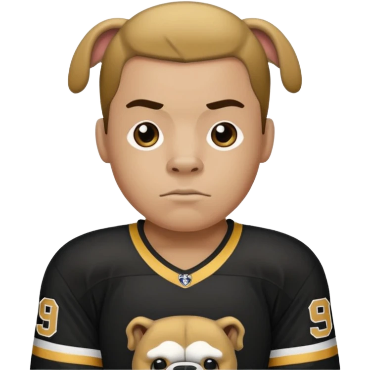 Hockey player in Black and Gold Bulldogs Jersey emoji