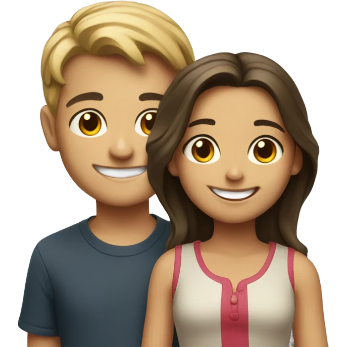 boy and girl smiling at viewer emoji
