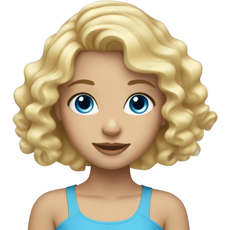 Blonde girl with wavy hair and blue eyes emoji