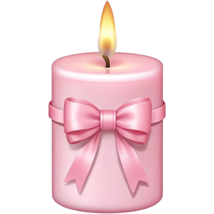 pastel pink candle, with pink bow emoji