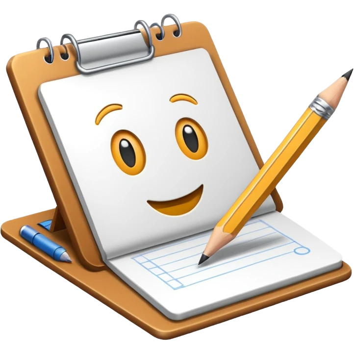 Create an icon representing the process of creating a black-and-white caricature. Include a pencil, a sketchpad with a humorous, exaggerated figure, and inking tools. Use bold lines and shading, with a transparent background. emoji