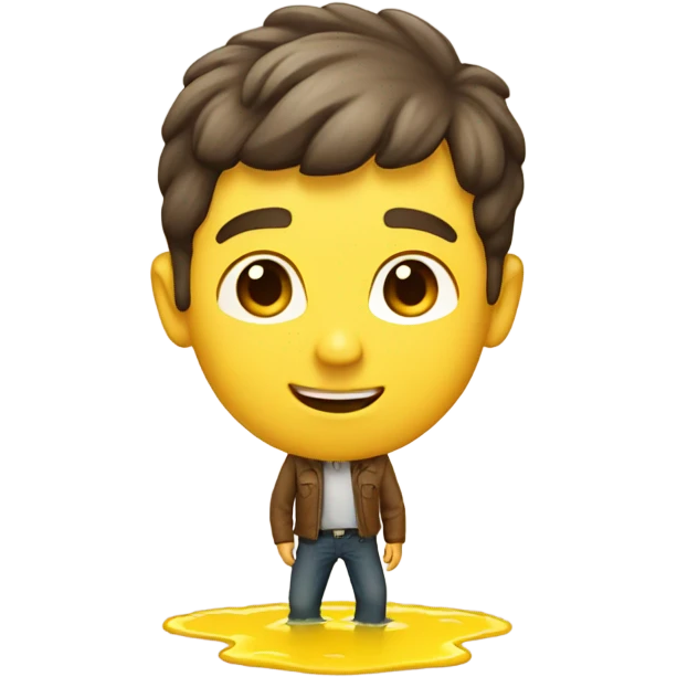 guy brown hair standing in a yellow puddle  emoji