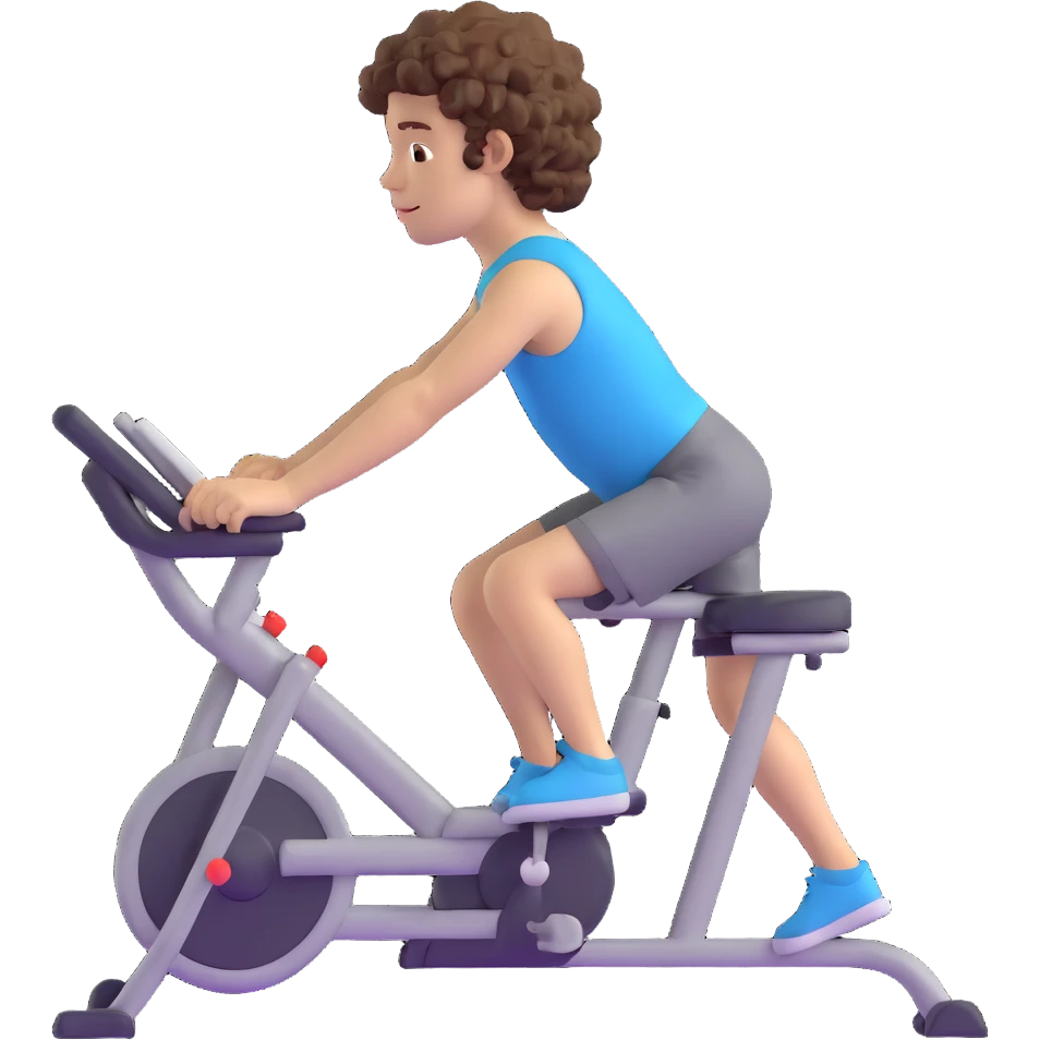 curly haired boy exercising at the gym emoji